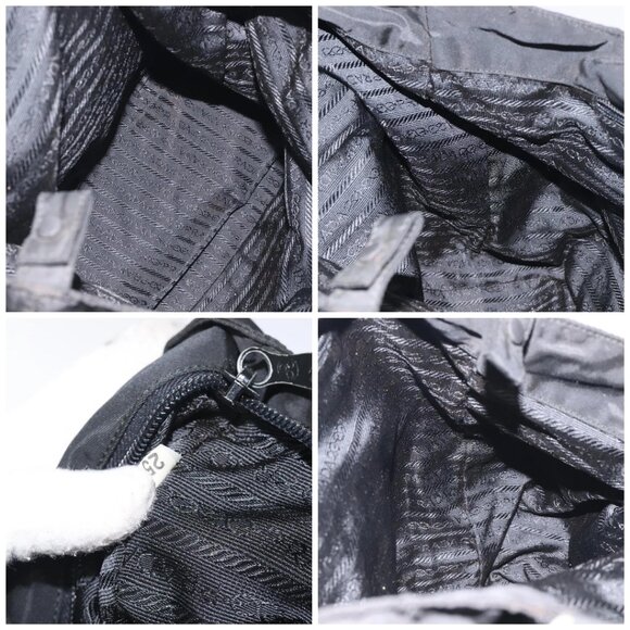 PRADA Hand Bag Nylon Metal Black Gold Auth 130971 - Picture 15 of 16